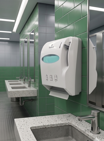 Dispensador de Papel Toalla con Palanca Täumm en un baño