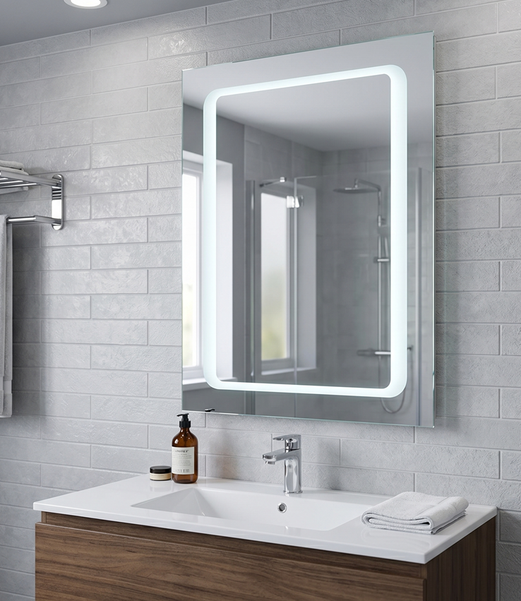 Espejo LED 70x50 cm con Luz Perimetral Täumm en un baño