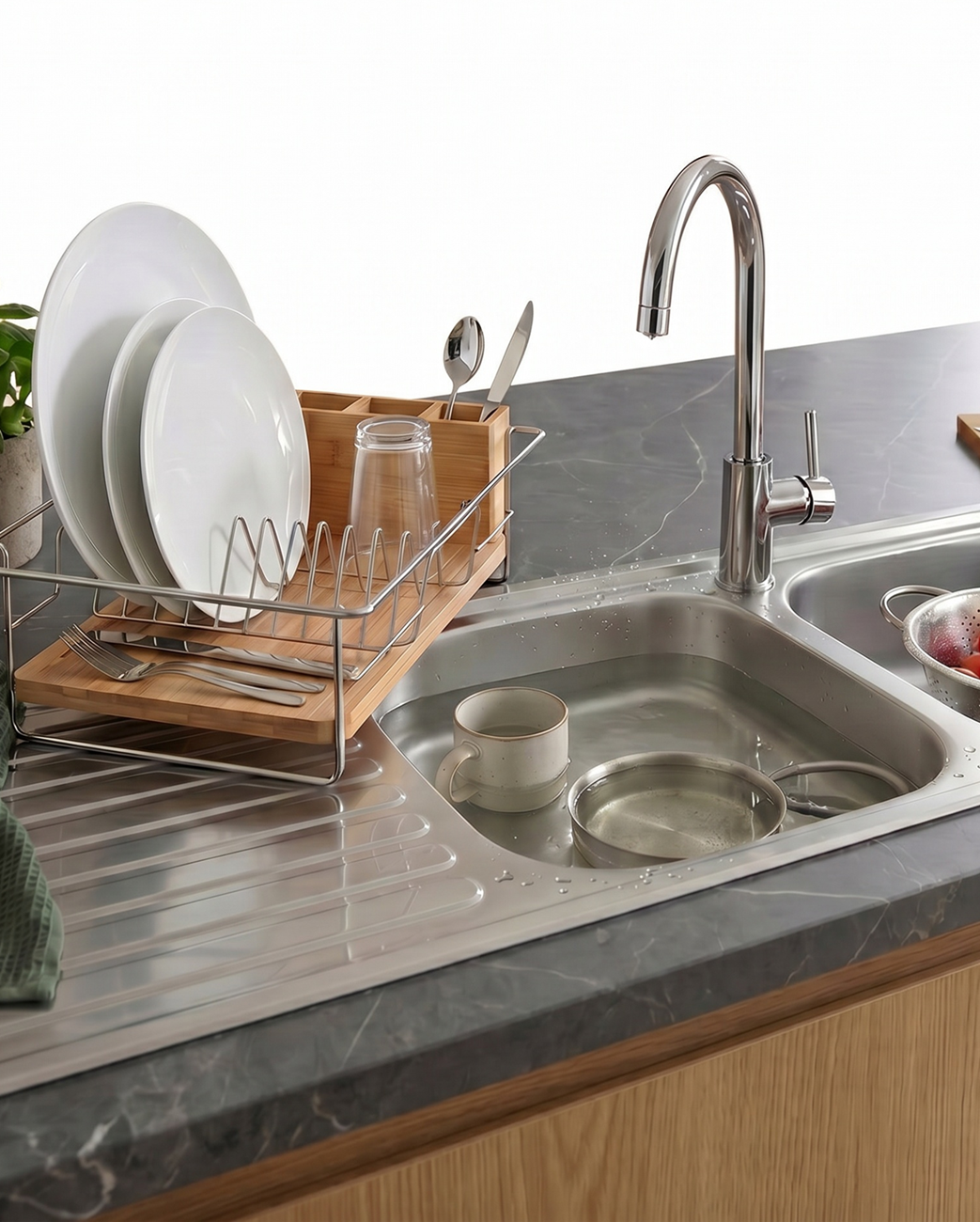 Lavaplatos Doble 120x44 Secador Izquierdo Täumm en una cocina