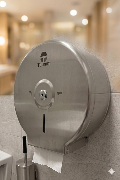 Portapapel Higiénico Industrial Acero Inox Täumm en un baño