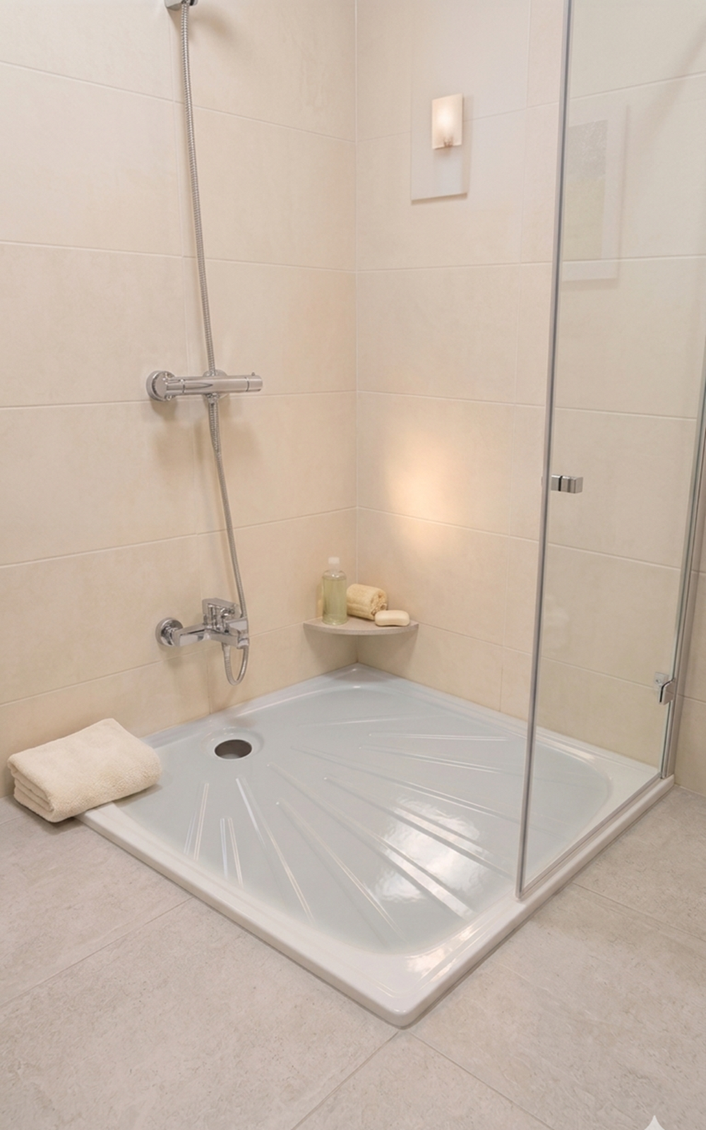 Receptáculo de Ducha 80x80 cm Acero Täumm en un baño